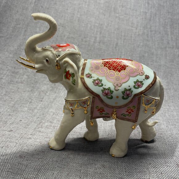 Lenox Meji The Flower Blossom Elephant Porcelain Figurine Original Box - Picture 2 of 9